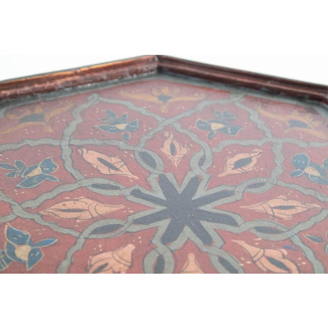 Moroccan Moorish Pedestal Octagonal Red Table 1960s For Sale - Image 10 of 12