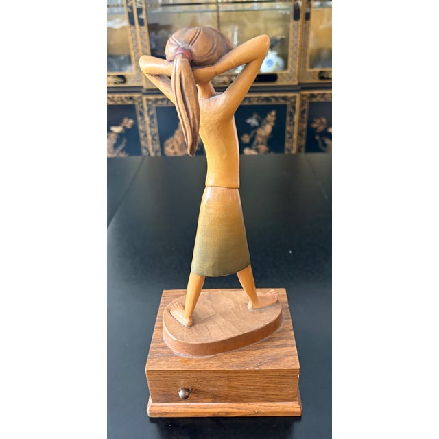 Brown Vintage Anri Siegfried Hafner Reuge "Yellow Bird" Music Box For Sale - Image 8 of 10