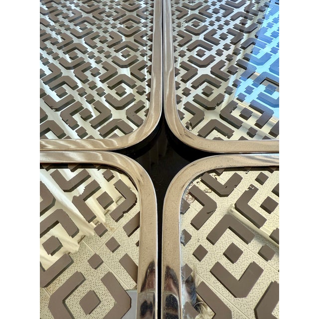 Silver Mid-Century Modern Italian Chrome and Mirrored Glass Placemat Serving Trays by Tommaso Barbi, 1970s, Set of 4 For Sale - Image 8 of 18