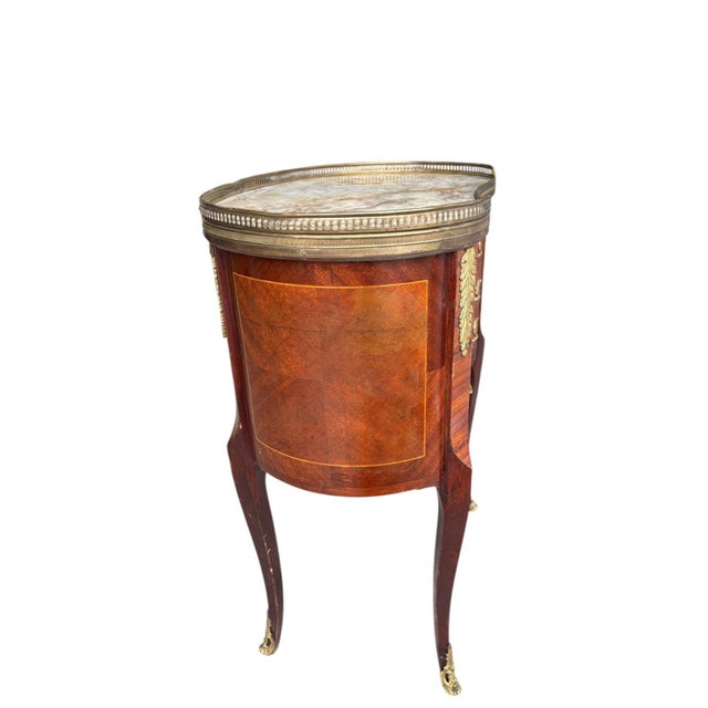 French Antique French Louis XV-Style Marble Top Side Table For Sale - Image 3 of 10