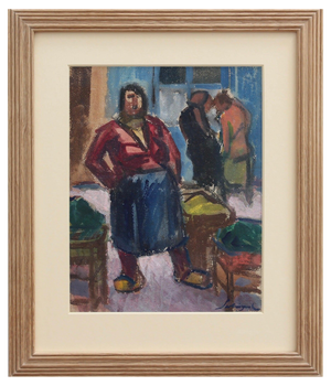 Alfred Salvignol, The Market Seller in Nice, 1950s, Gouache, Framed