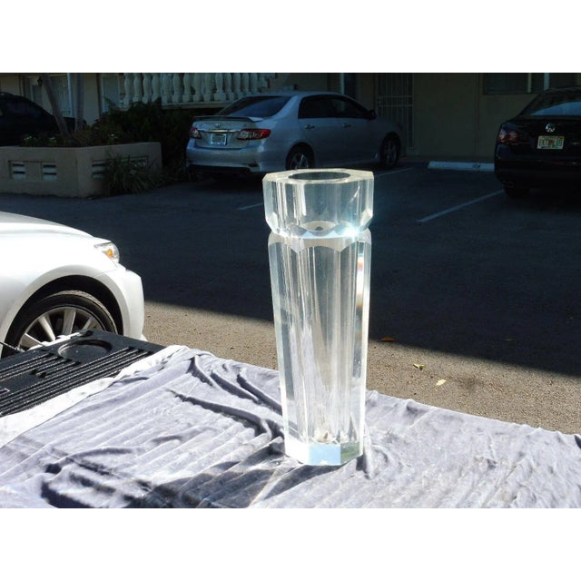 1970s Vintage Faceted Lucite Vase Chairish