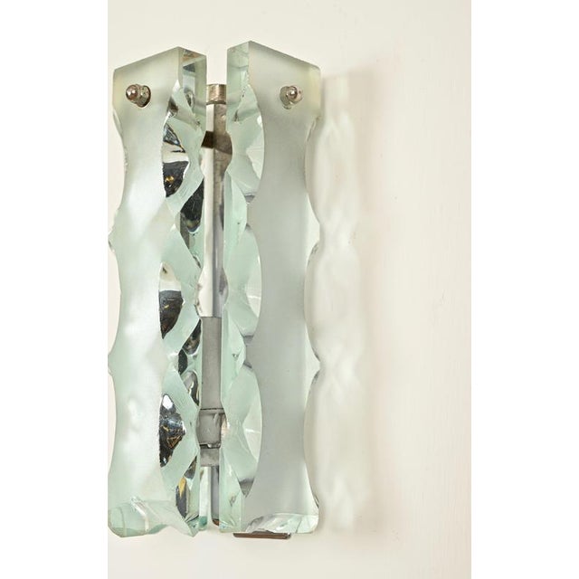 Hand-Chiseled Glass and Chrome Sconces attributed to Cristal Art, Italy, 1970s, Set of 2 For Sale - Image 10 of 11