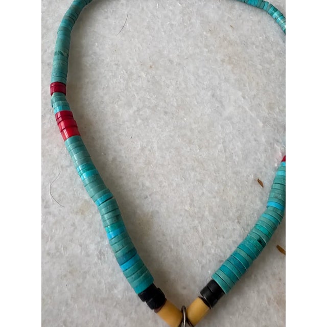 Native American Rare Mid-Century Native American Turquoise Necklace With Eagle Pendant For Sale - Image 3 of 4