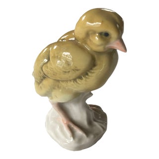 Early 20th Century Karl Ens for Volkstedt Germany Porcelain Yellow Baby Chick Figurine For Sale