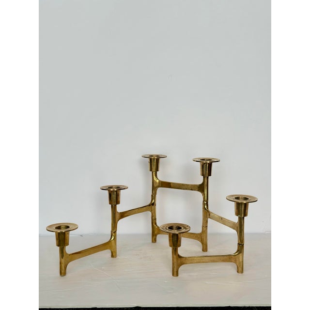 1960s Mid-Century Modern Articulated Brass Six Candle Holder For Sale In Detroit - Image 6 of 8