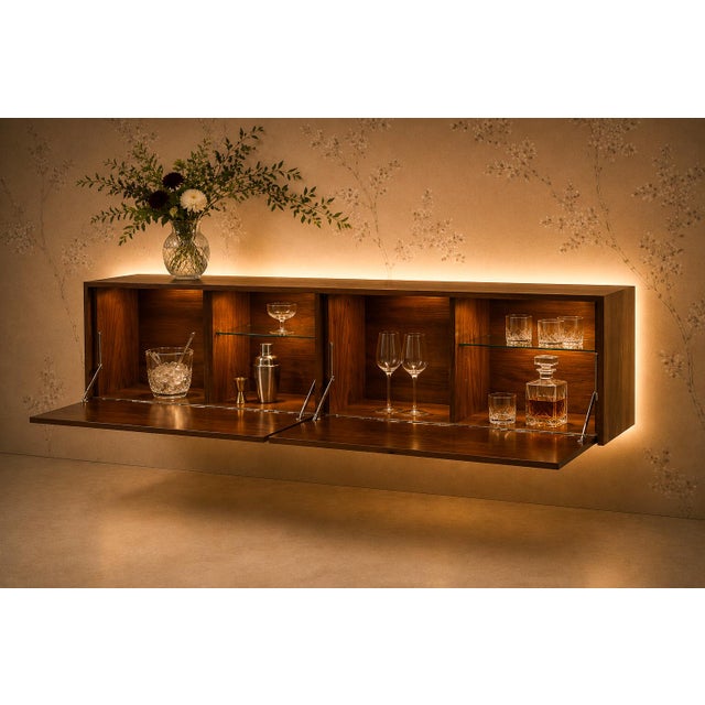 Brazilian Modern Floating Bar / Sideboard in Hardwood by Carlo Hauner, 1950s For Sale - Image 10 of 18