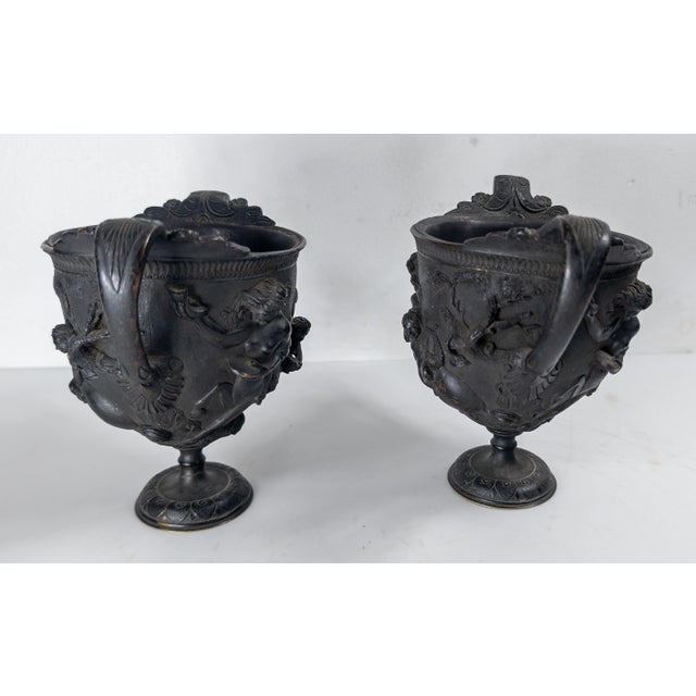 19th Century Pair of Neoclassical Grand Tour Urns With Mythological Figures For Sale - Image 4 of 18