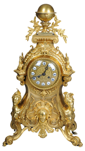 Napoleon III Royal Fire-Gilded Mantel Clock, Paris, France, 1870s