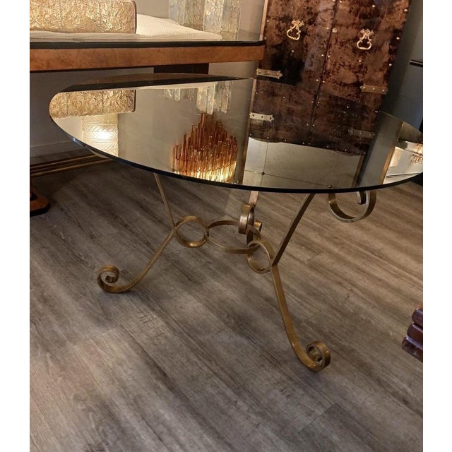 Vintage Brass and Glass Round Table, 1950s For Sale - Image 6 of 9