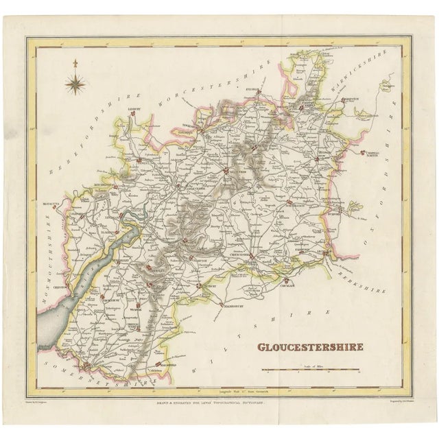 Map of Gloucestershire by Samuel Lewis, 1844 For Sale