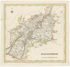 Map of Gloucestershire by Samuel Lewis, 1844
