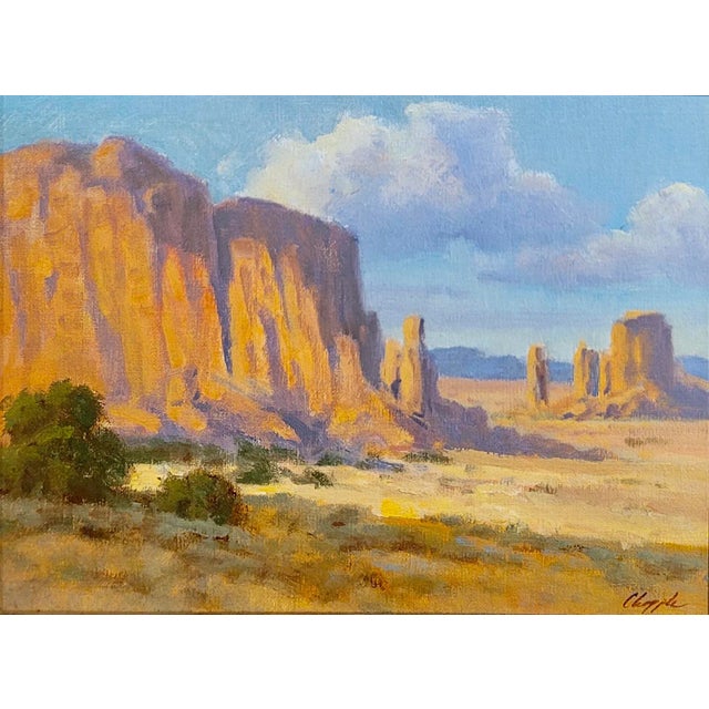 Impressionist David Chapple -Monument Valley Landscape, Arizona-Impressionist Oil Painting For Sale - Image 3 of 9