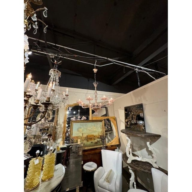 Traditional Murano Pink 8-Light Chandelier For Sale - Image 3 of 7