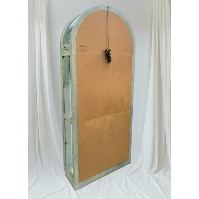 Wood Rare Massive Vintage Serge Roche Carved Arched Glass 5 Shelf Palm Beach Regency Etagere China Cabinet For Sale - Image 7 of 14