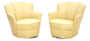 Vintage Art Deco Lounge Chairs in Leather, 1930, Set of 2