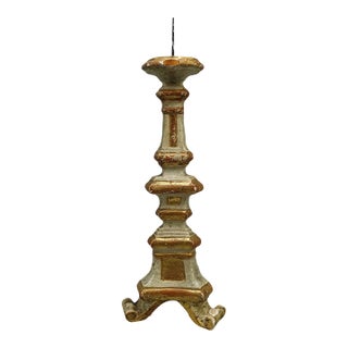 Early 18th Century Hand-Carved Giltwood Pricket Candlestick For Sale