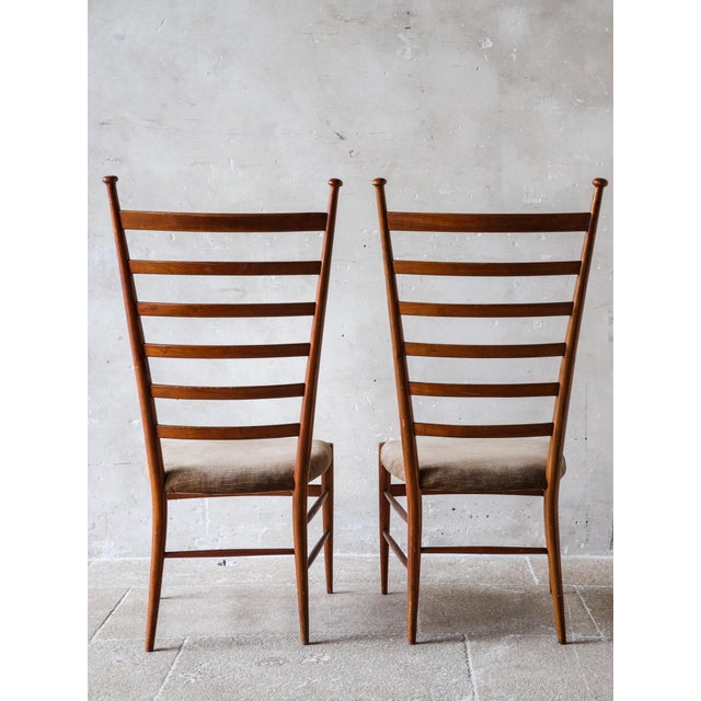 Brown Set of Ladderback Chairs by Figli Di Sanguineti G.B., Chiavari, Italy, 1960s For Sale - Image 8 of 11