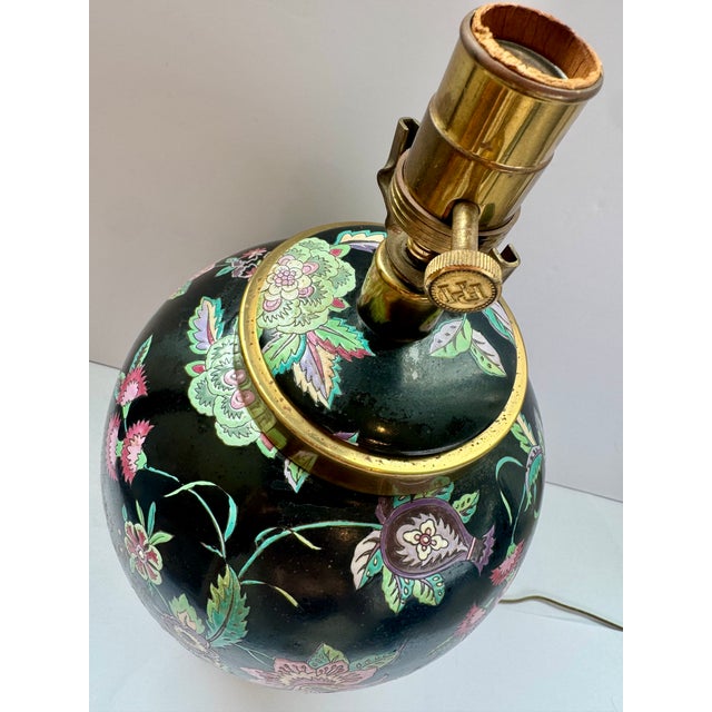 Mid 20th Century Mid Century Modern Paul Hanson Chinoiserie Black Porcelain Ginger Jar Table Lamp For Sale - Image 9 of 13