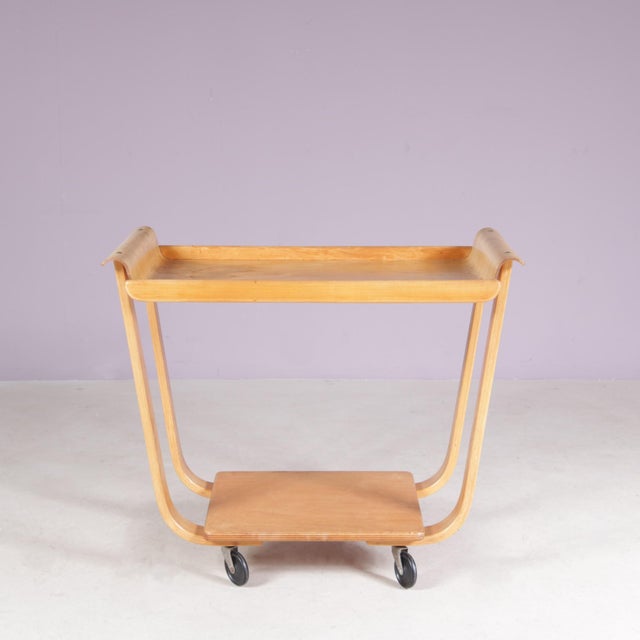 Mid-Century Modern Vintage Dutch PB01 Birch Trolley by Cees Braakman for Pastoe, Netherlands, 1950s For Sale - Image 3 of 10