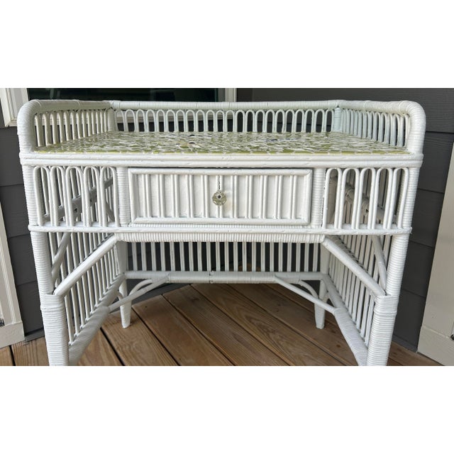 Mid 20th Century Wicker Rattan Desk For Sale - Image 9 of 18