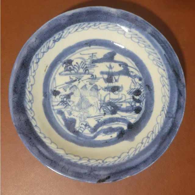 Pair of Antique Chinese Porcelain Blue & White Plate For Sale - Image 4 of 5