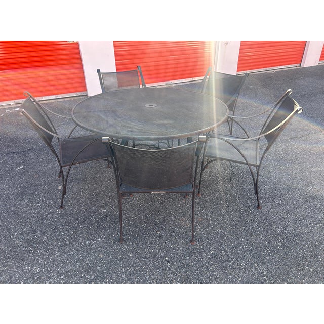 American Beautiful Wrought Iron Summer Classics Patio Set Table & 5 Chairs For Sale - Image 3 of 7