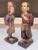 Figurative Vintage Asian Carved & Painted Wood Man and Woman Figures - Set of 2 For Sale - Image 3 of 10
