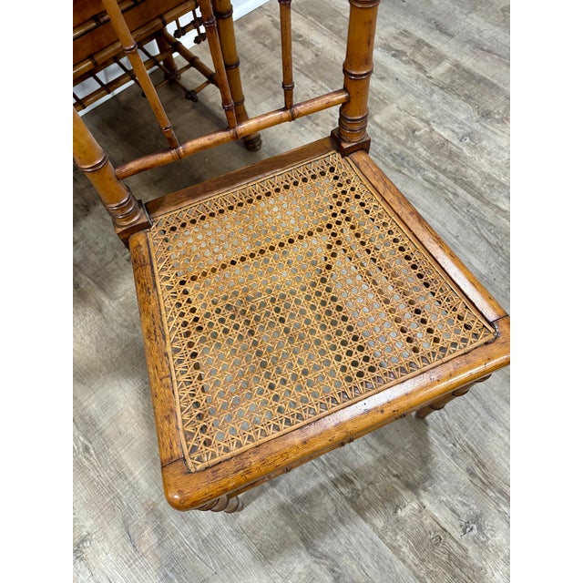 Late 20th Century Late 20th Century Aesthetic Movement Faux Bamboo Bird's-Eye Maple Secretary Desk & Original Chair Attributed to r.j. Horner For Sale - Image 5 of 17