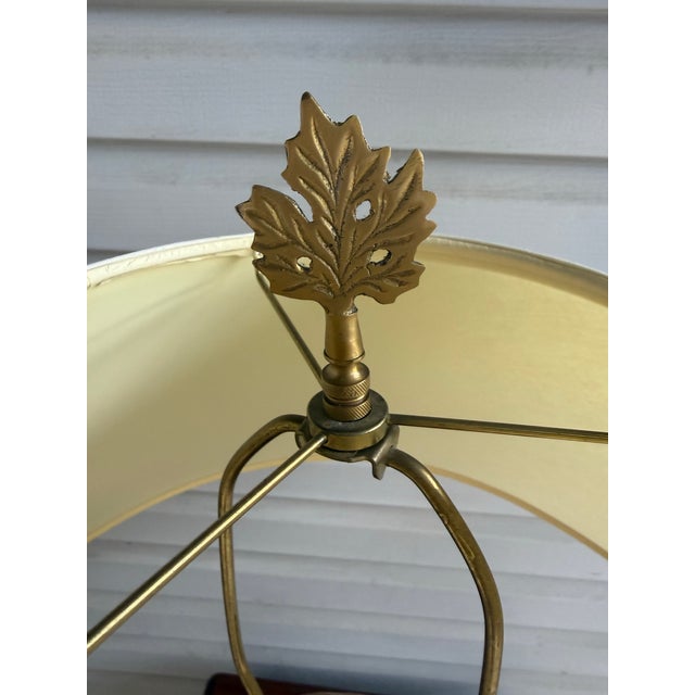 Late 20th Century Pair of Wildwood Mid-Century Modern Brass Wood Table Lamps With Original Shades For Sale In Columbus - Image 6 of 12