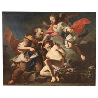 Italian Artist, The Sacrifice of Isaac, 1670, Oil on Canvas For Sale