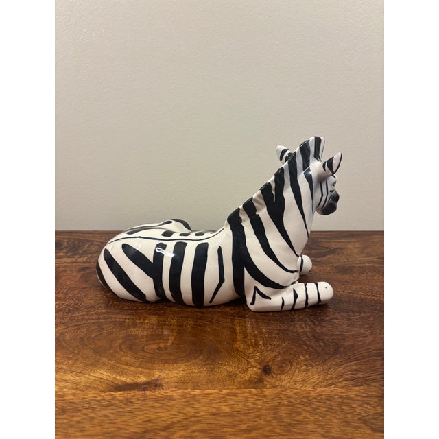 1950s Italian Mid-Century Hand-Painted Ceramic Zebra Sculpture For Sale In Miami - Image 6 of 8