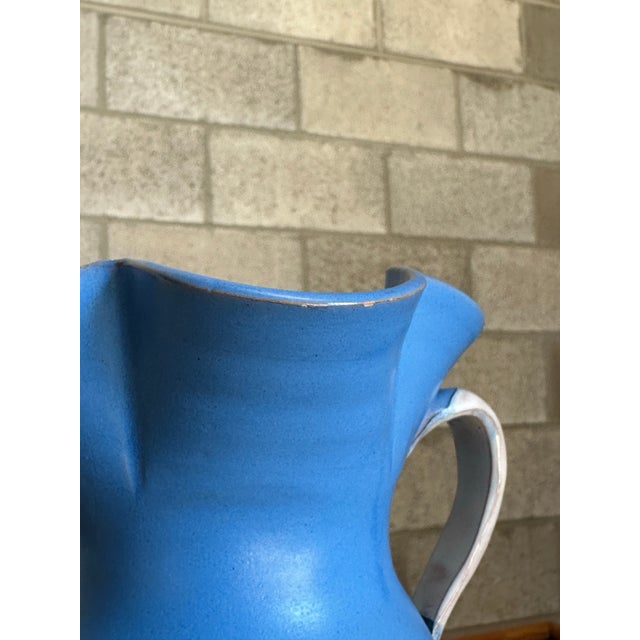 Blue Gabriel Burmeister Handled Blue and White Earthenware Vase, Sweden, 1930s For Sale - Image 8 of 10