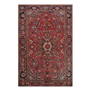1950s Old Persian Kashan Area Rug 4’2″ X 6’5″