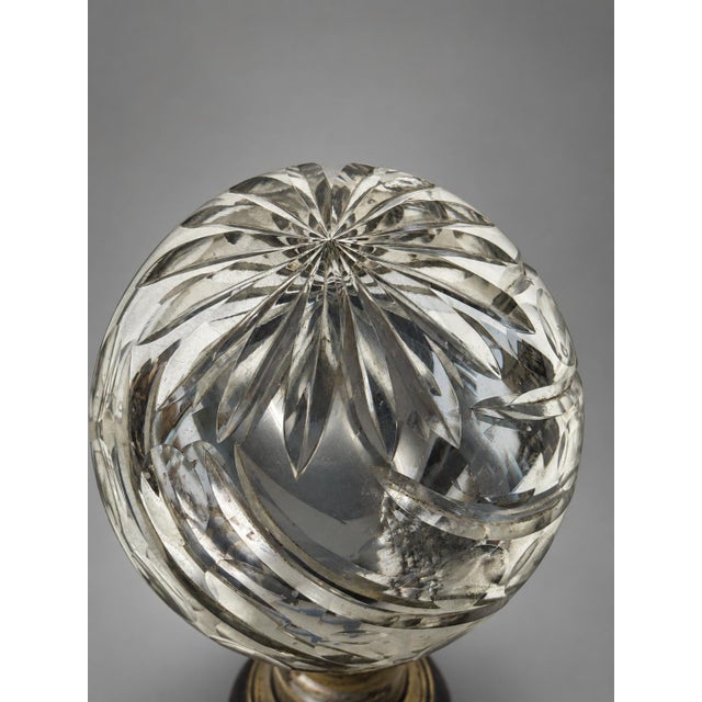 19th Century, French Spiral-Cut Mercury Glass Newel Post Finial With Bronze Base For Sale In Providence - Image 6 of 8