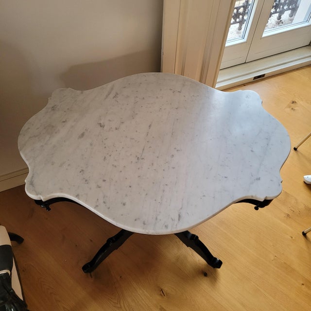 Black Alfonsine Galápago Table in Ebonized Wood with Marble Top, 1930s For Sale - Image 8 of 18