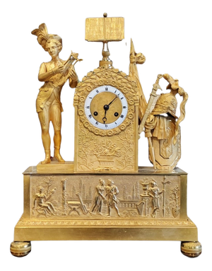 Empire Parisian Mercury-Gilt Bronze Statue Table Clock, France