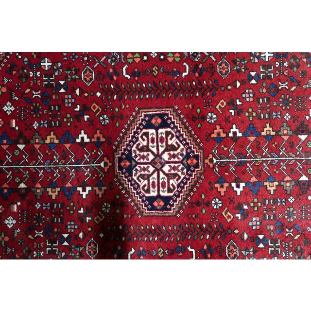 Textile 1920s, Antique Persian Qashqai Rug 4' X 5' For Sale - Image 7 of 15