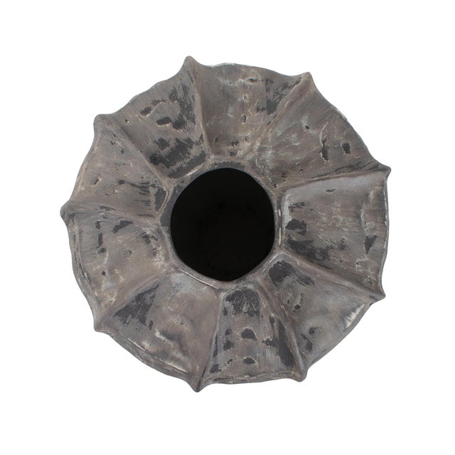 Its unique silhouette, reminiscent of a fluted gourd, features an organic texture and smoky charcoal finish with ashy...