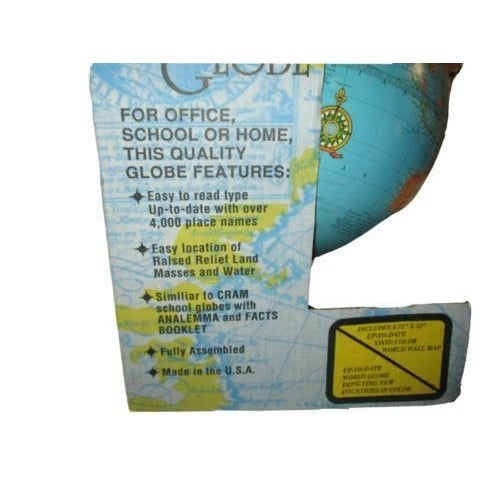 George F. Cram Company 12 World Globe Blue Ocean 12" Tabletop Globe, Champagne Base For Sale - Image 6 of 9
