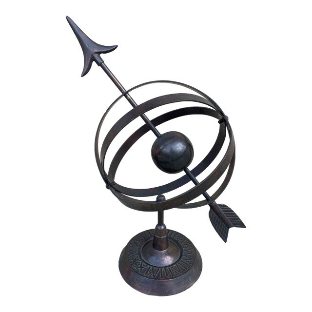 Black Iron Armillary Globe Sculpture – Traditional Landscape & Garden Decor For Sale