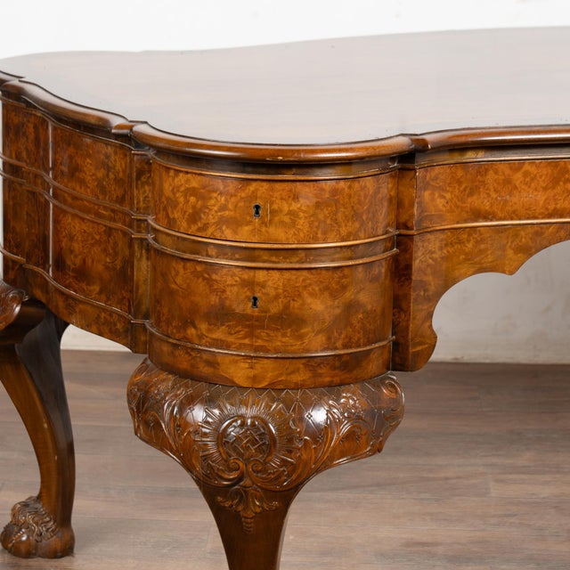 Brown 19th Century Rococo Walnut Six Drawer Desk From Denmark For Sale - Image 8 of 17