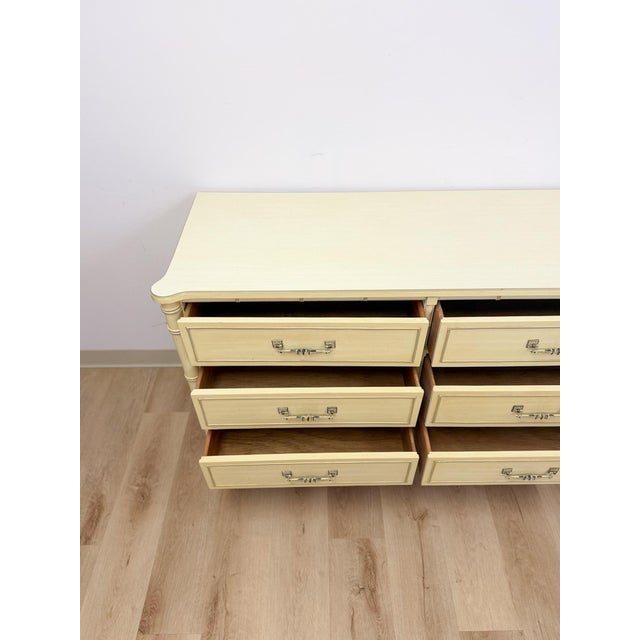 Cream Henry Link Bali Hai Cream Faux Bamboo Six Drawer Dresser Hollywood Regency For Sale - Image 8 of 14