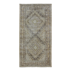 Antique Turkestanian Khotan Rug With Paired Diamond Geometric Medallions 6'10"x13'4"