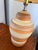 1960s 1960s Turned Studio, Pottery Ceramic Lamp, Striped Orange, and Cream Glaze With Shade For Sale - Image 5 of 6