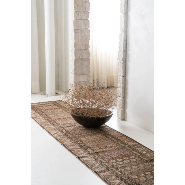 Antique Malayer Runner Rug c1920 One-of-a-Kind Dimensions: 2'7" x 15'5" Colors: Sand, chocolate, slate, black, rust...