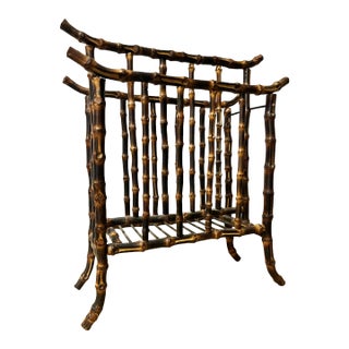 1970s Vintage Bamboo Magazine Stand For Sale