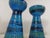 Pair of original candle holders from the 1960s. Bitossi production, design Aldo Londi in the typical Rimini Blu color....