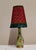 Antique Art Nouveau Table Lamp with Painted Ceramic Base in Brass Socket and Fabric Shade by Lamplove, 1910s, in Very Good...
