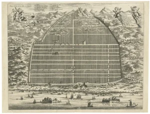 A Detailed Engraving of Guangzhou, 1674